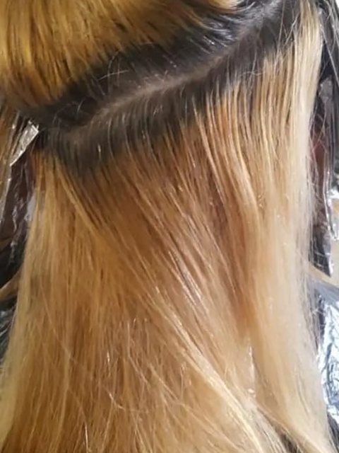 Before: client&rsquo;s hair before warm copper with fine highlights, Homeward Halo, Radcliffe